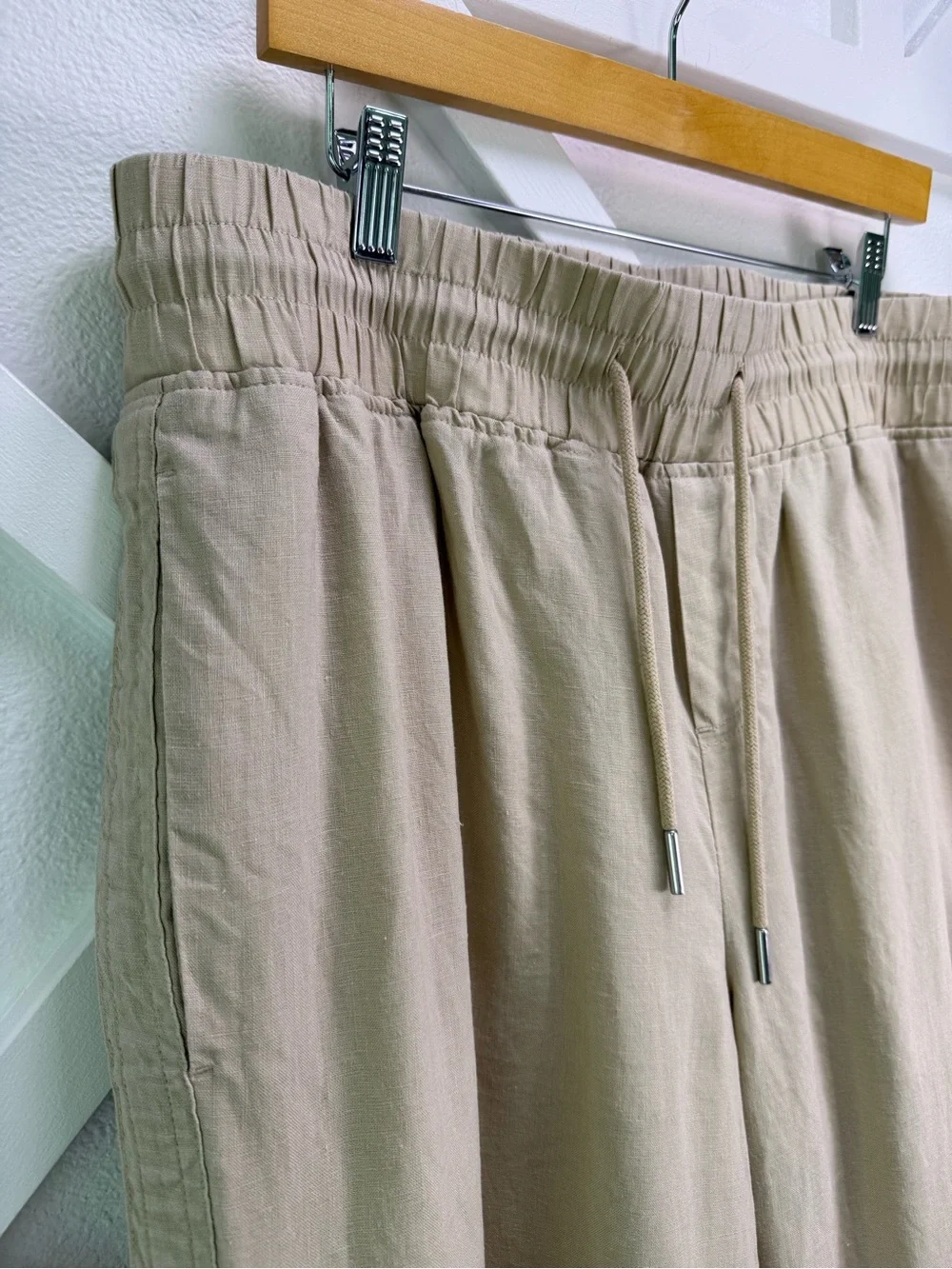 Quince 100% European Linen Wide Leg Pants Tan Size XL